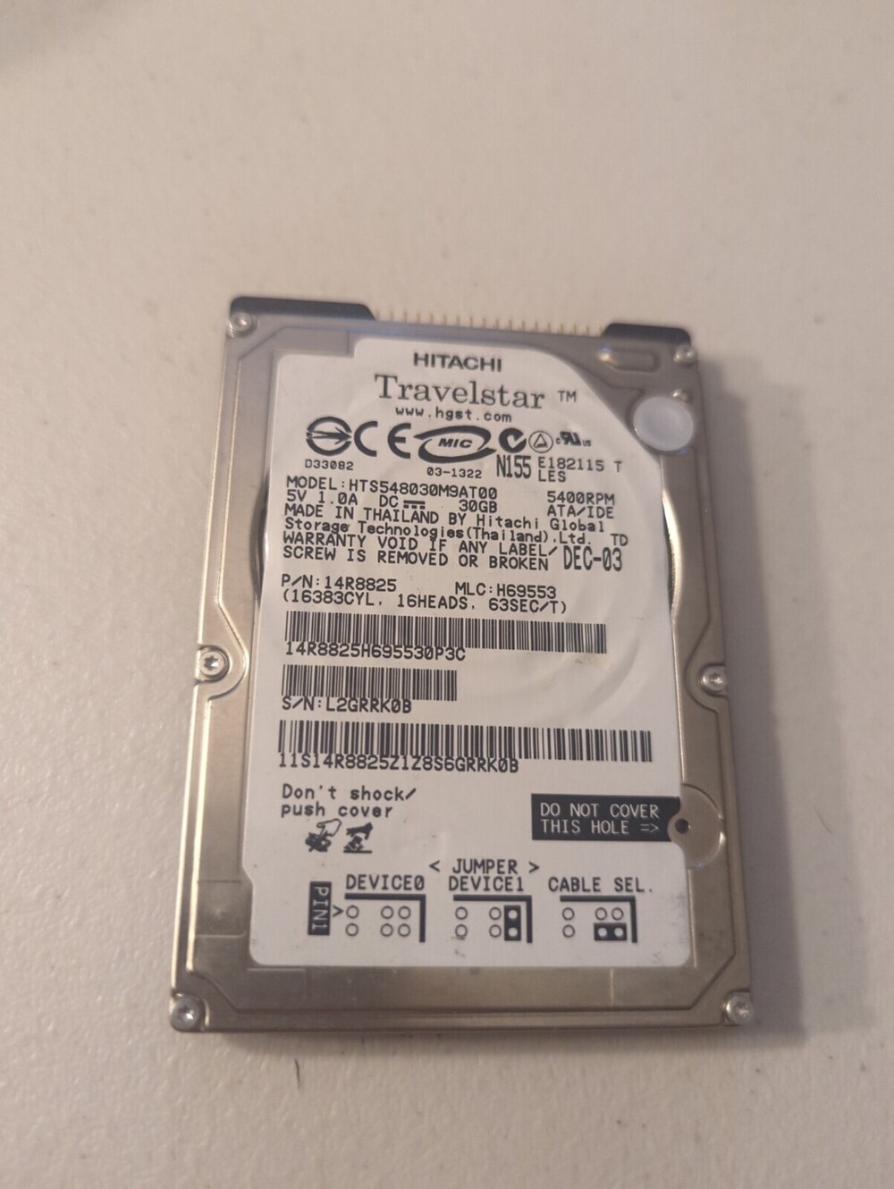 Hitachi HTS548030M9AT00 / 14R8825 30GB 5400 RPM Hard Drive #29D35